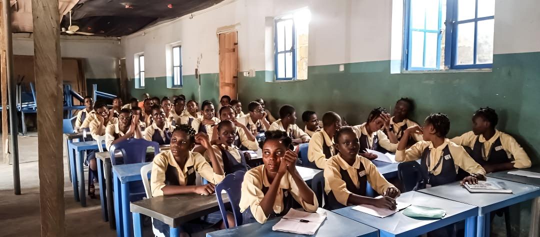 Large classroom of female students